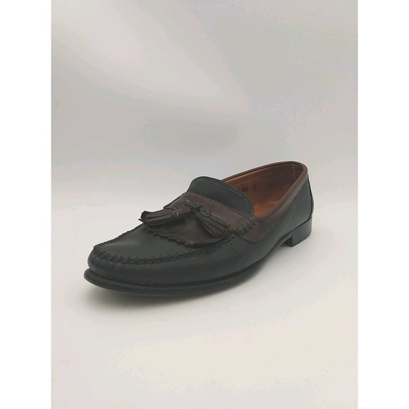 G H BASS & CO WEEJUN TWO Tone BLACK AND BROWN KILTIE TASSEL LOAFERS SIZE 11 D - Picture 2 of 16